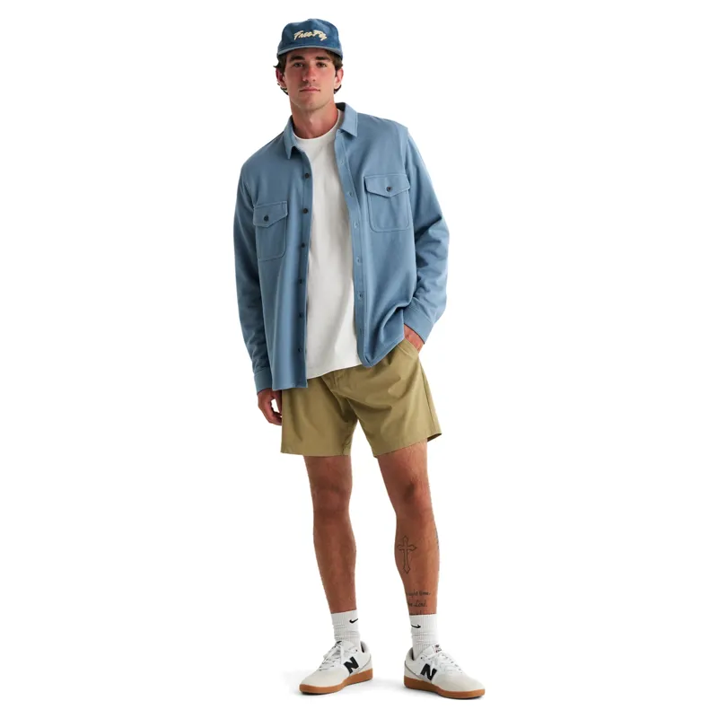 Free Fly Gallatin Overshirt in Pacific Blue-2