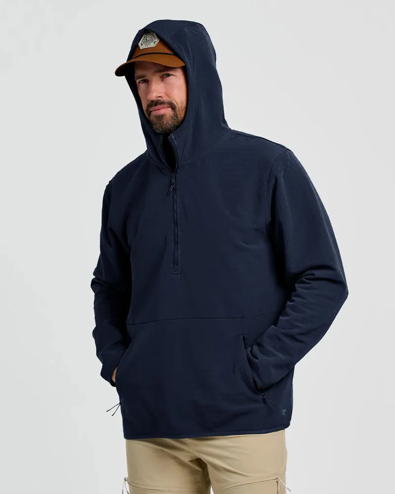 Free Fly Gridback Fleece Anorak Hoodie in Deep Navy-1