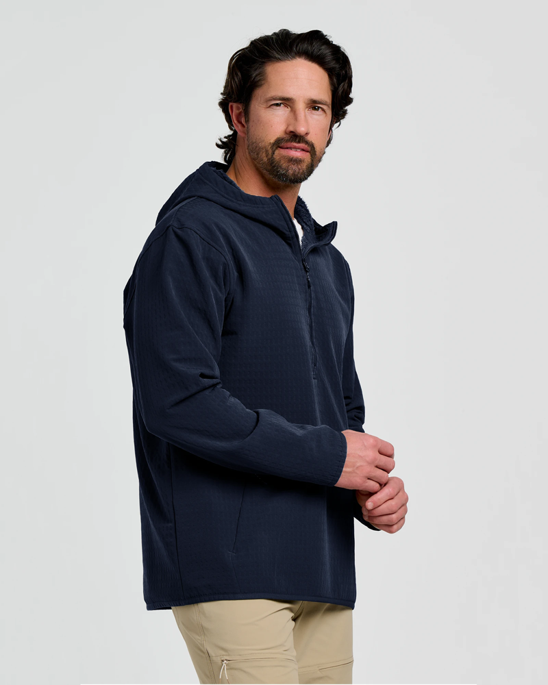 Free Fly Gridback Fleece Anorak Hoodie in Deep Navy-2