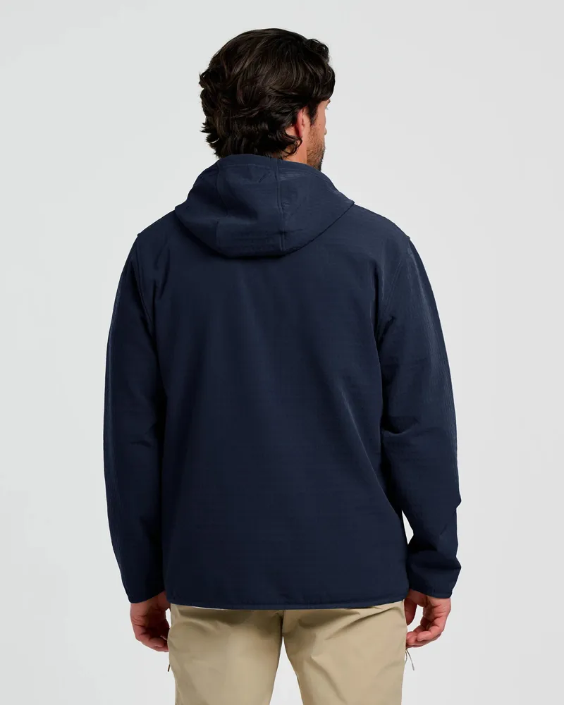 Free Fly Gridback Fleece Anorak Hoodie in Deep Navy-3