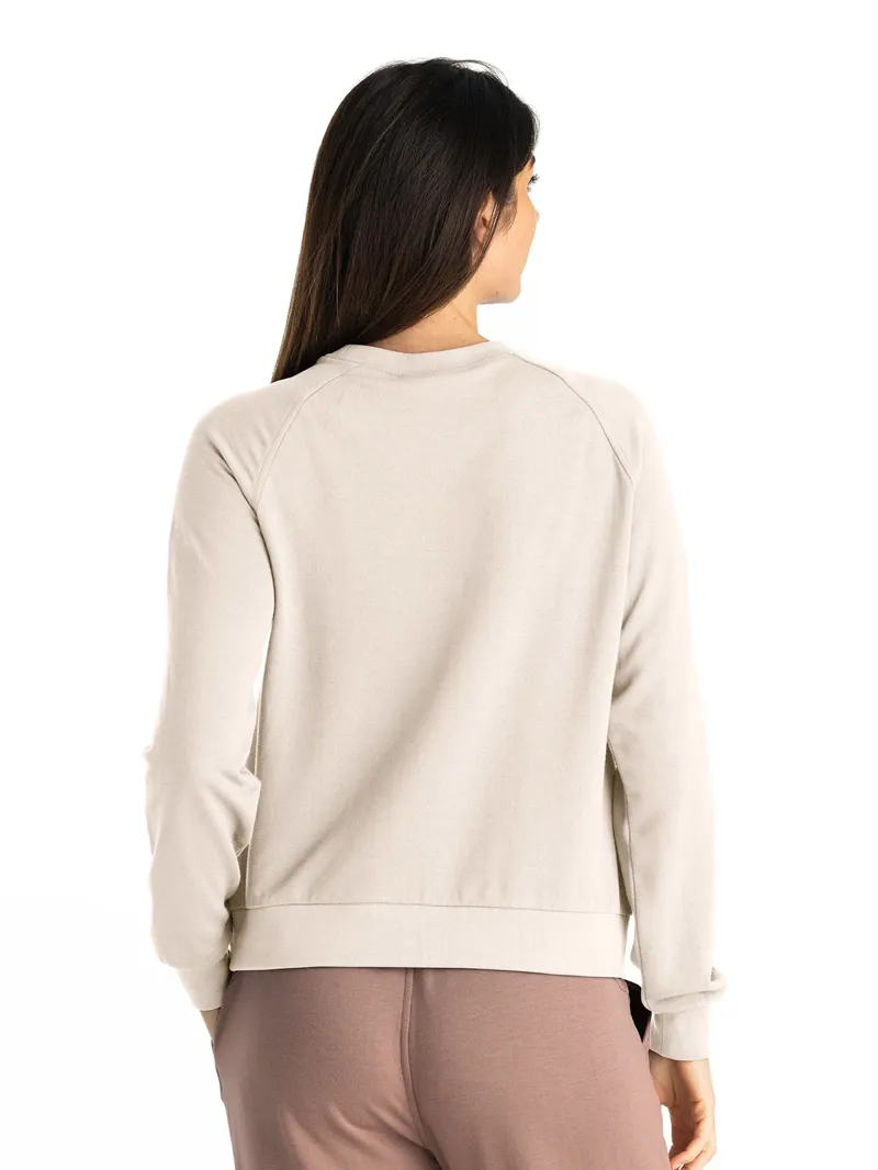Free Fly Women's Bamboo Lightweight Fleece Crew in Stone-1