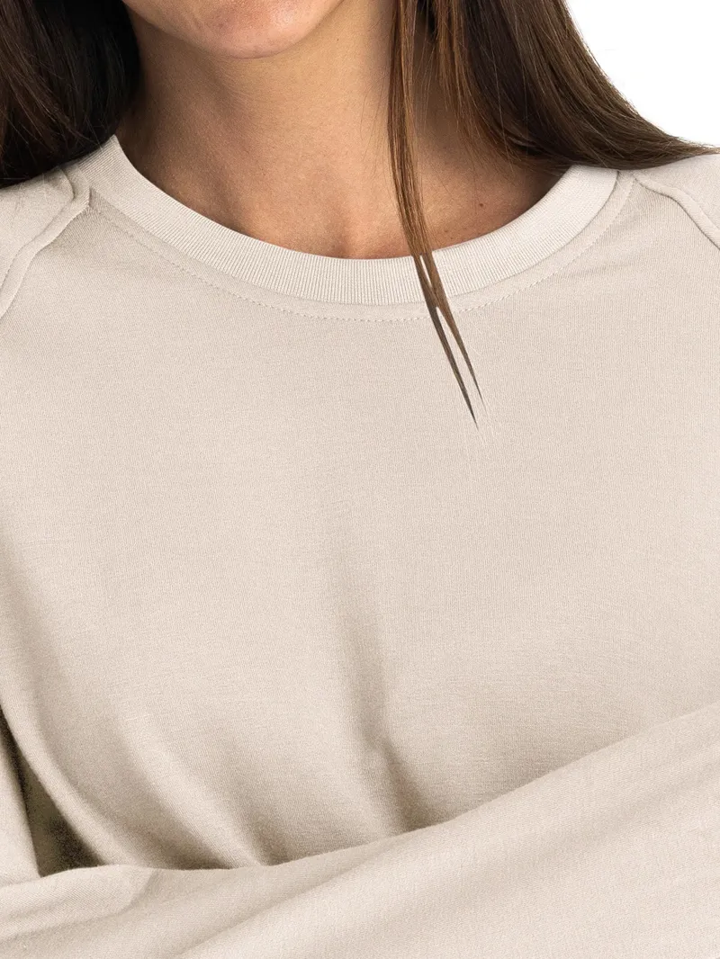 Free Fly Women's Bamboo Lightweight Fleece Crew in Stone-3