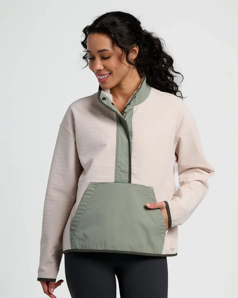 Free Fly Women's Gridback Fleece Snap Pullover in Forest