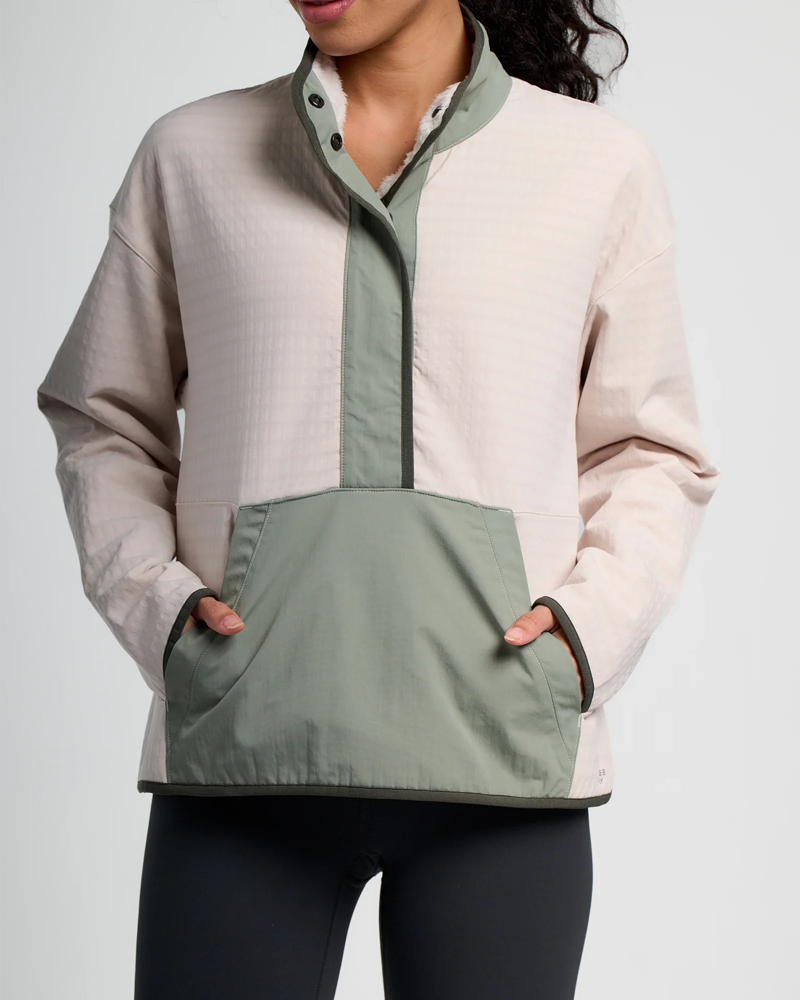 Free Fly Women's Gridback Fleece Snap Pullover in Forest-2