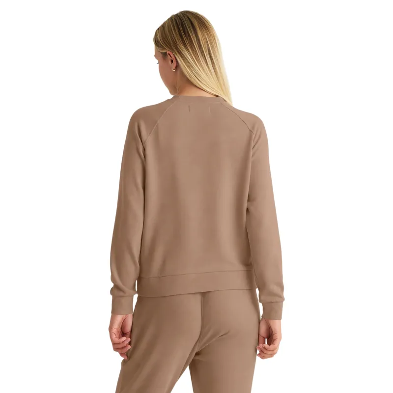 Free Fly Women's Bamboo Lightweight Fleece Crew in Fossil-1