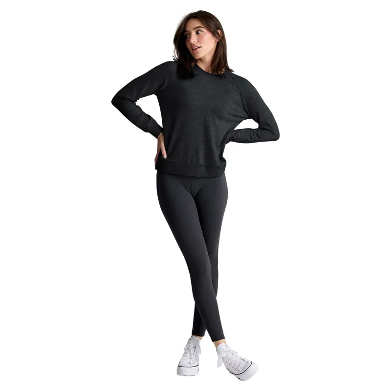 Free Fly Women's Bamboo Lightweight Fleece Crew in Heather Black-2