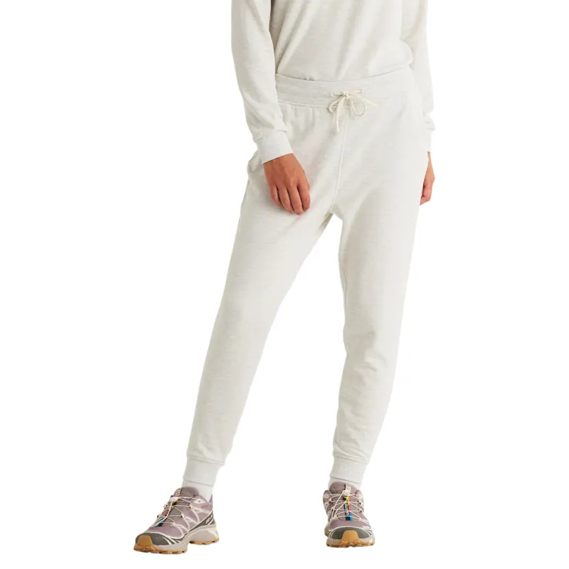 Free Fly Women's Bamboo Lightweight Fleece Jogger in Off White Heather-1