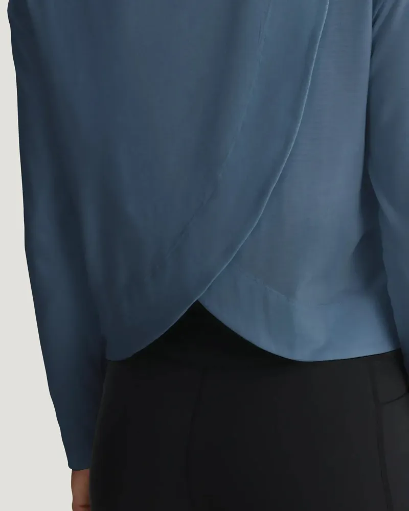 Free Fly Women's Bamboo Shade Crossover Long Sleeve in Pacific Blue-5