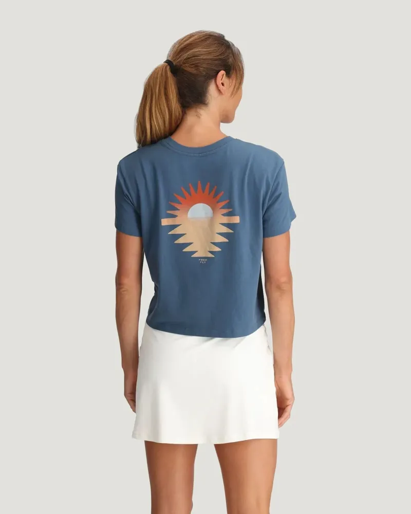 Free Fly Women's Sol y Mar Tee in Pacific Blue-1