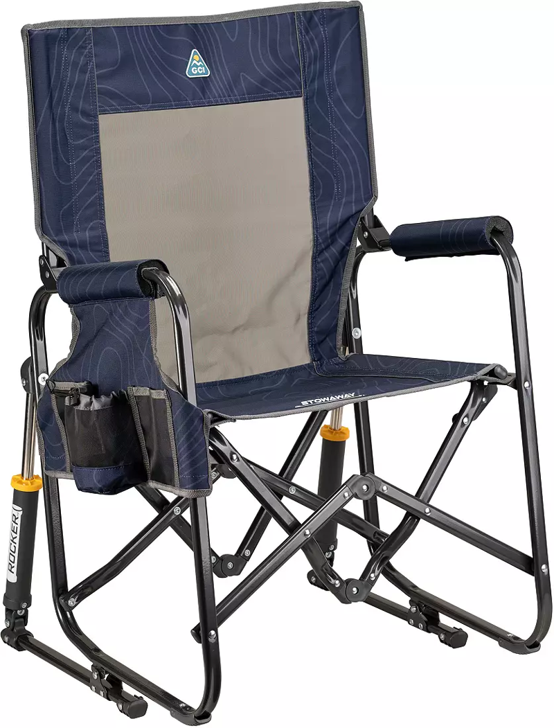 GCI Outdoor Stowaway Rocker Chair in Navy Topo