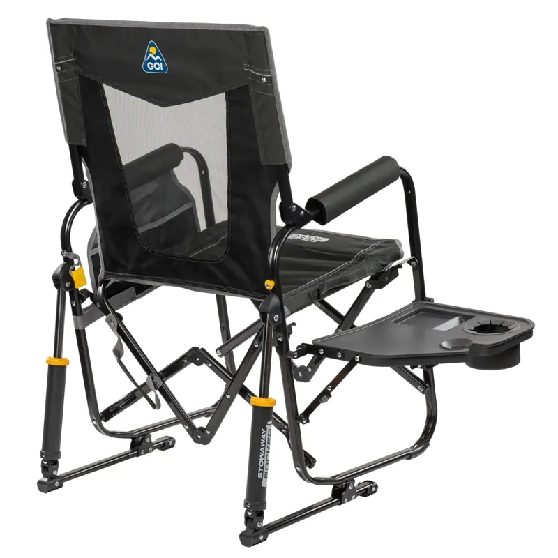 GCI Outdoor Stowaway Rocker w/ Side Table in Dark Charcoal-2
