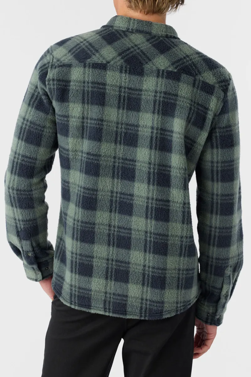 O'Neill Clothing Glacier High Pile Overshirt in Dark Olive-2