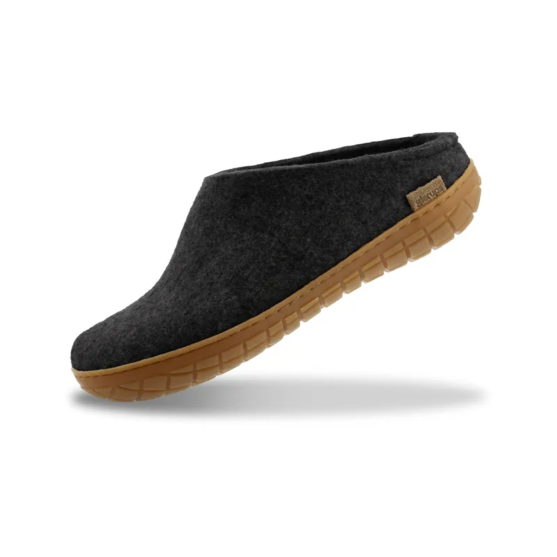 Glerups Slip-On Natural Rubber Honey Sole in Charcoal