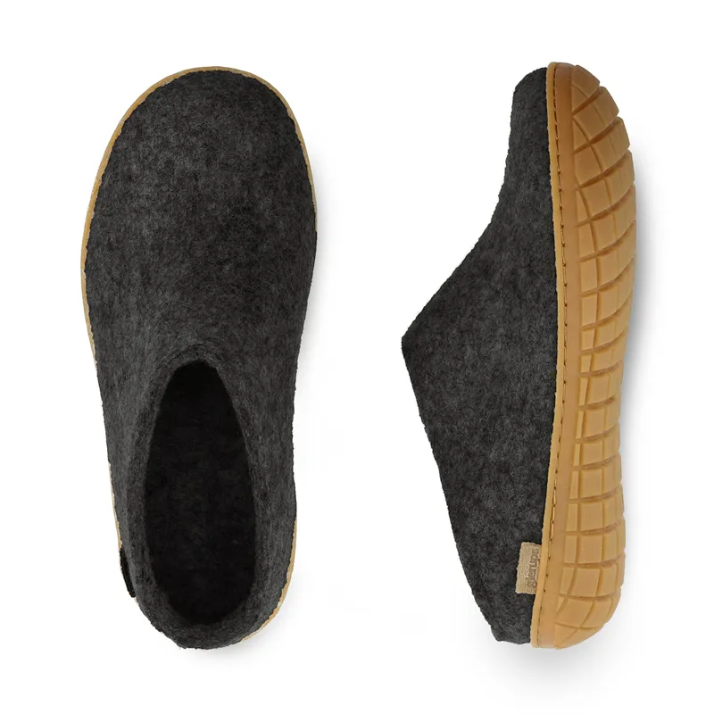 Glerups Slip-On Natural Rubber Honey Sole in Charcoal-2