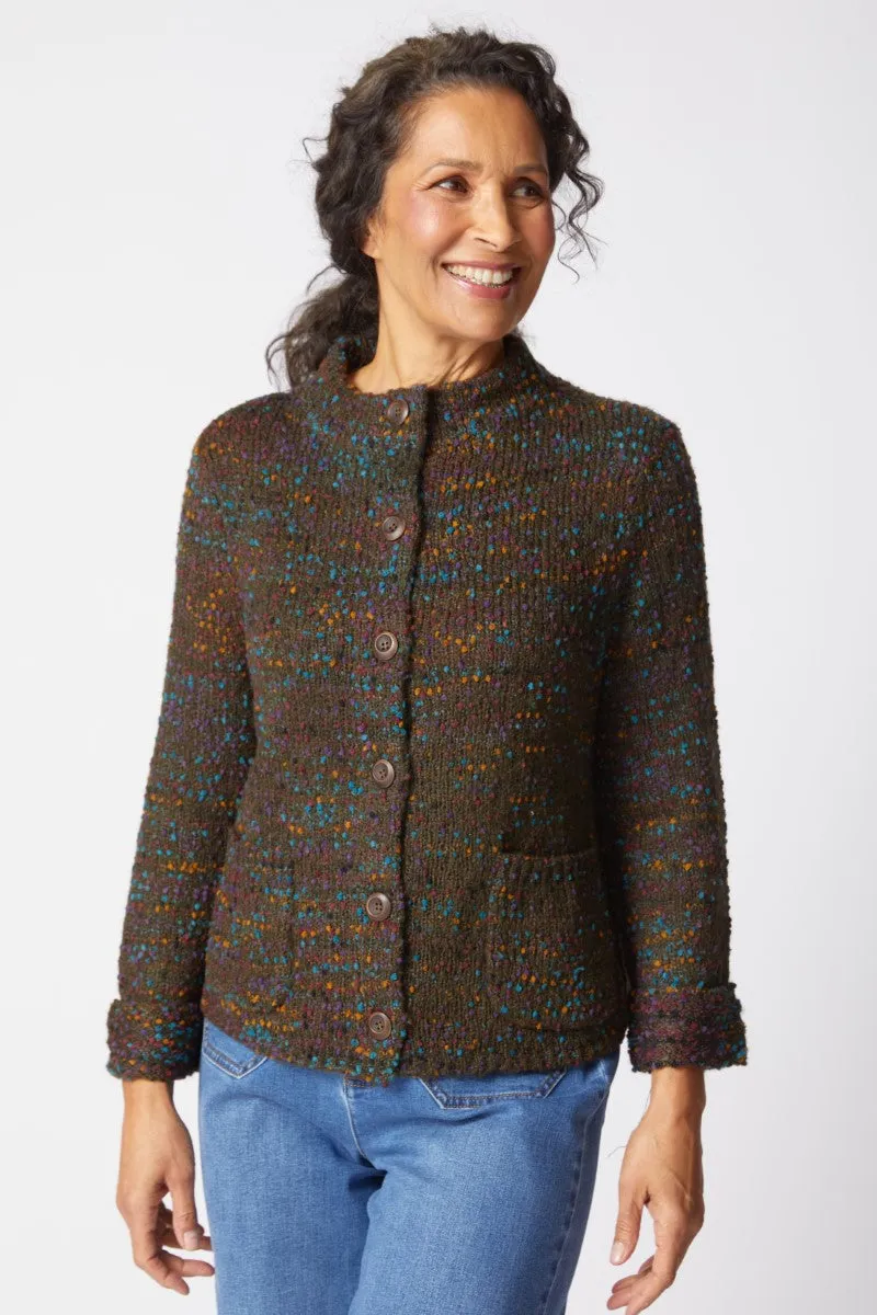 Habitat Confetti Funnel Neck Cardigan in Forest