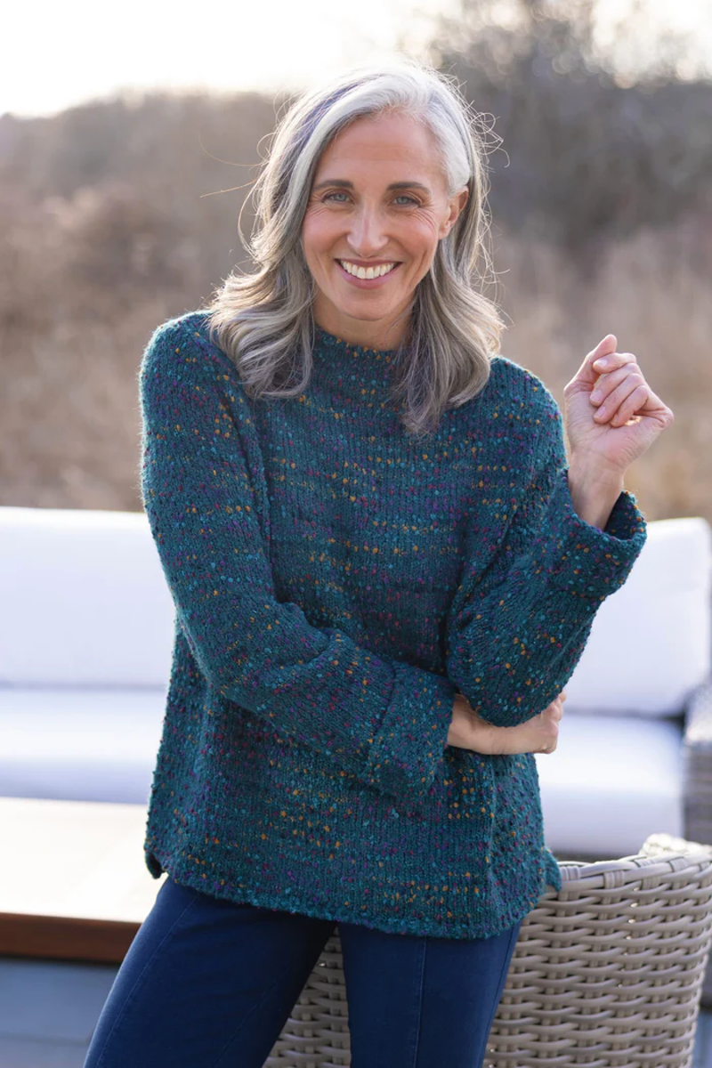 Habitat Confetti Funnel Neck Pullover in Juniper