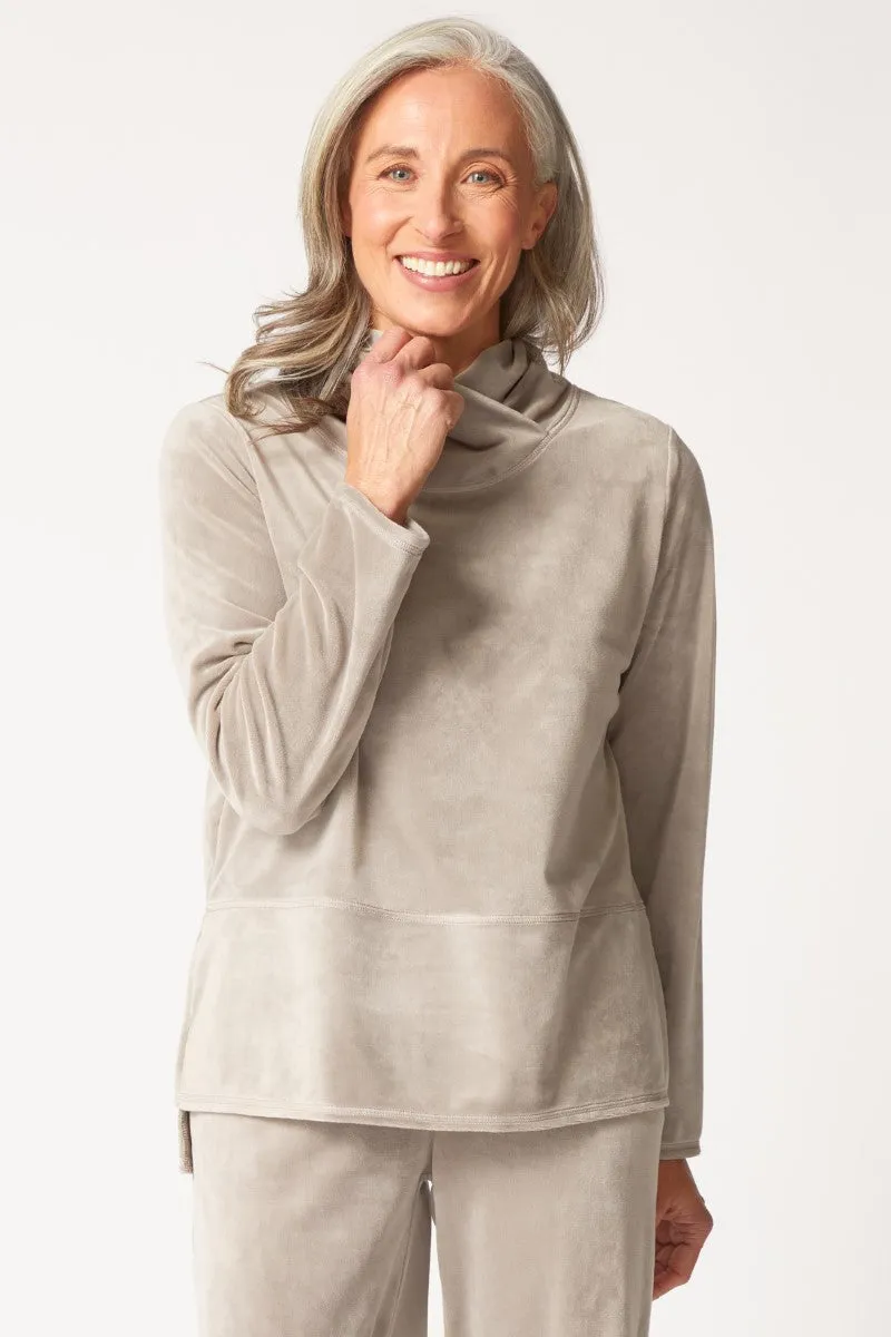 Habitat Cozy Velour Tranquil Top in Latte-1