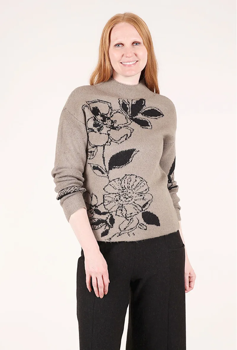 Habitat Floral Foliage Pullover in Driftwood