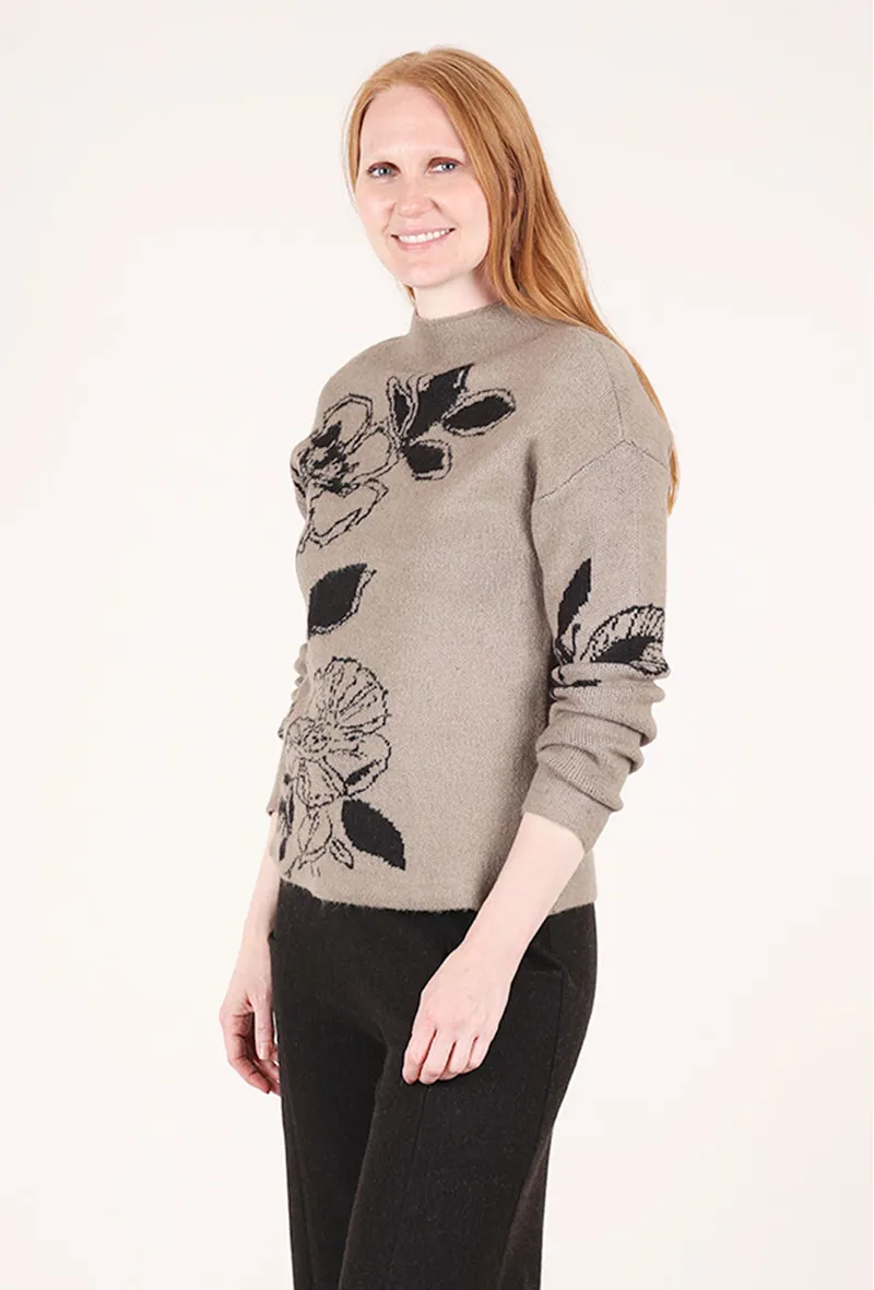 Habitat Floral Foliage Pullover in Driftwood-1