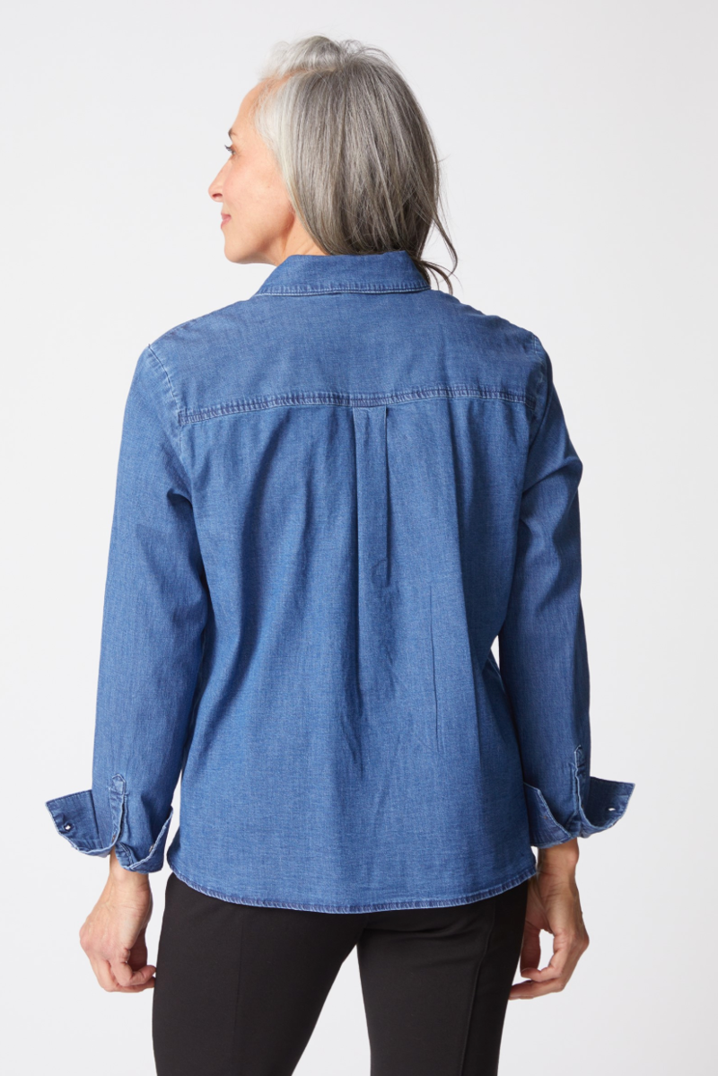Habitat Perfect Travel Denim Shaped Hem Shirt in Medium Denim-1