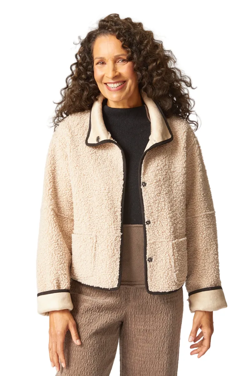 Habitat Reversible Faux Suede Kiki Sherpa Jacket in Dove