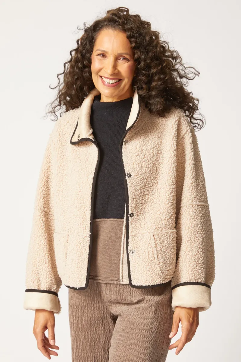 Habitat Reversible Faux Suede Kiki Sherpa Jacket in Dove-1
