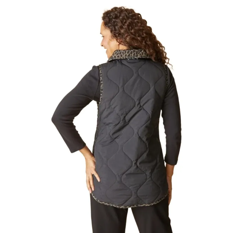Habitat Reversible Print Quilt Puffer Vest in Black-2