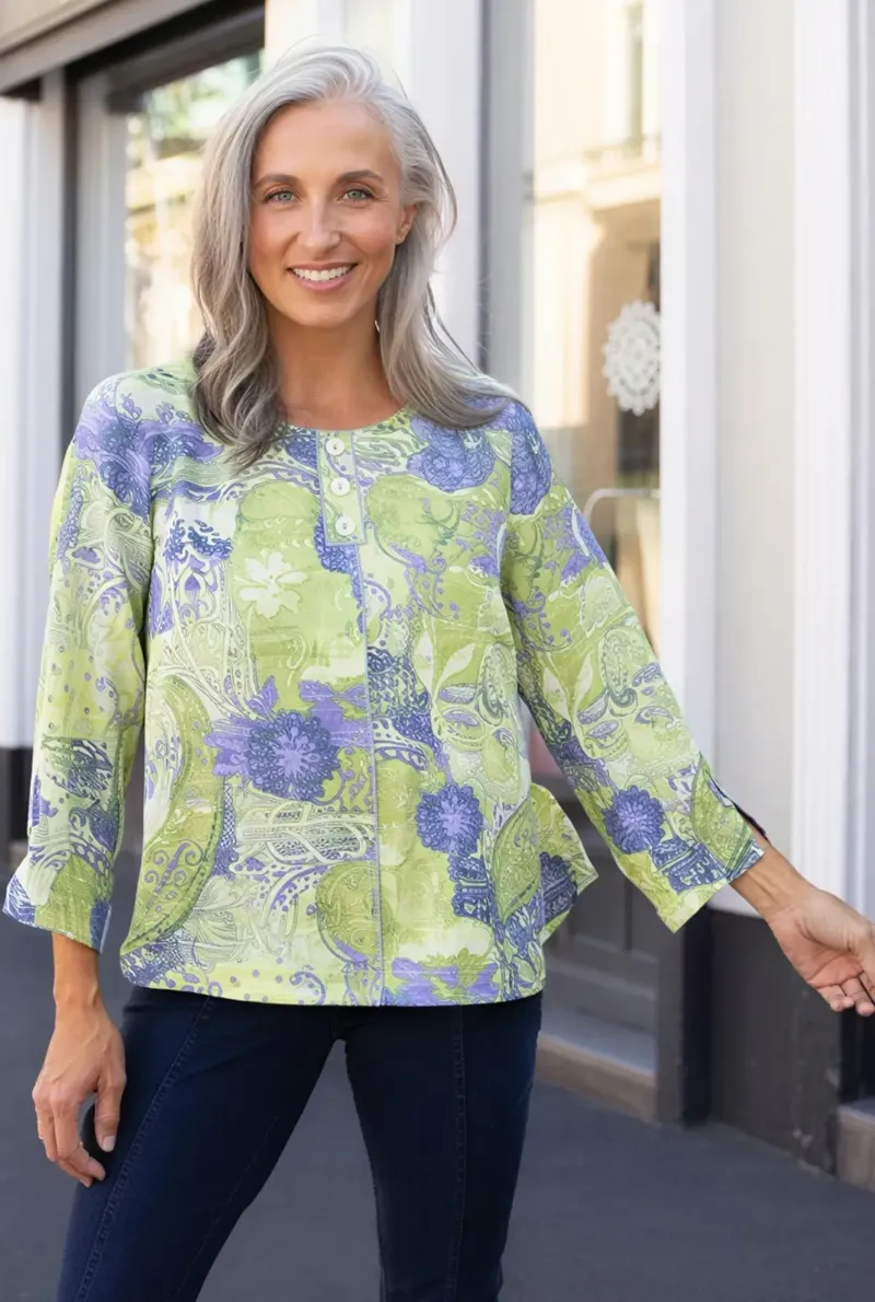 Habitat Women's Destination Unknown Pleat Back Pullover in Aloe-2