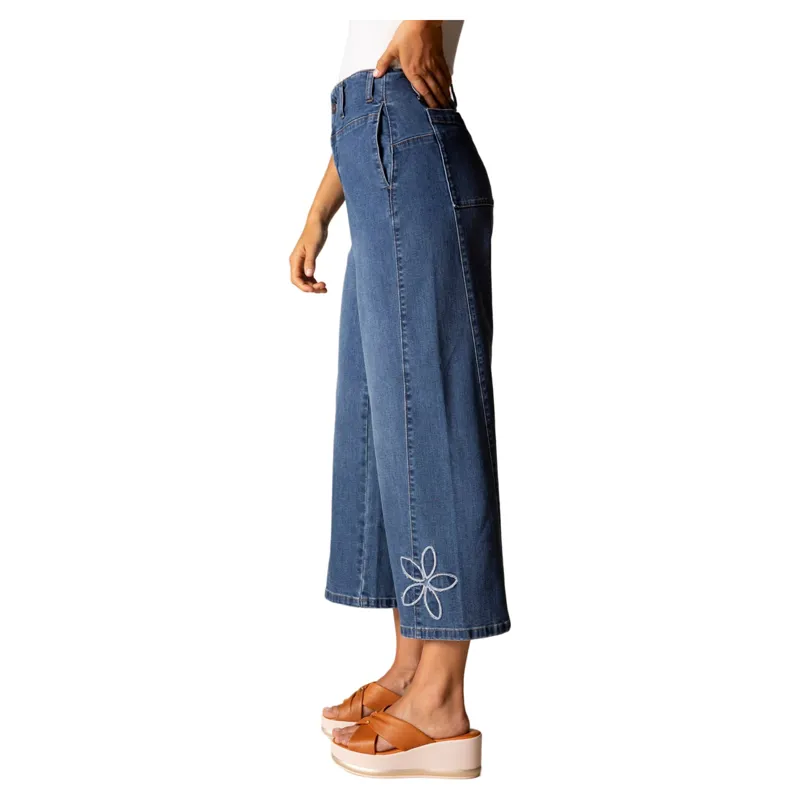Habitat Women's Stretch Denim Tossed Floral Jean in Medium Denim-1