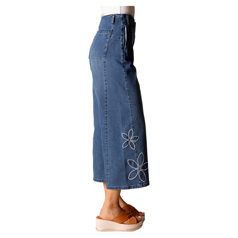 Habitat Women's Stretch Denim Tossed Floral Jean in Medium Denim-2