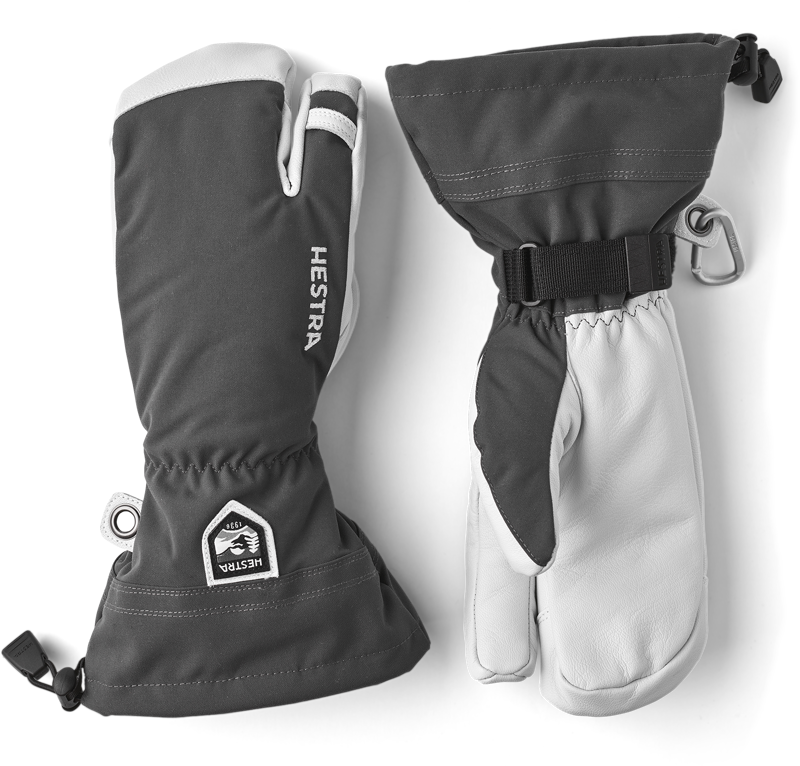 Hestra Army Leather Heli Ski 3-Finger Glove in Grey