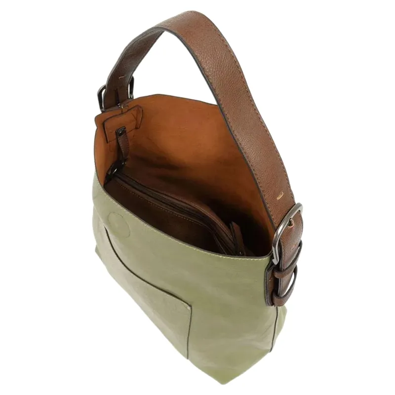 Joy Accessories Classic Hobo Handbag with Insert in Eucalyptus-3