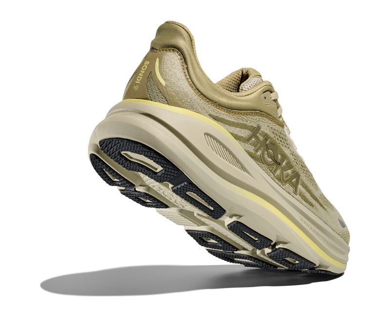 Hoka Bondi 9 Running Shoe in Grassland/Oyster Mushroom-2