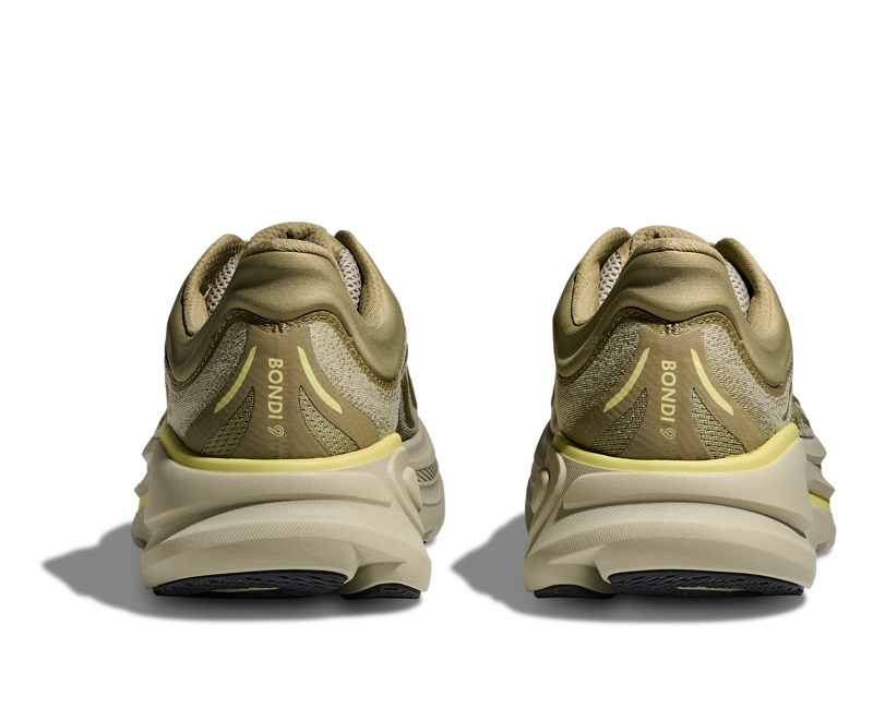 Hoka Bondi 9 Running Shoe in Grassland/Oyster Mushroom-3