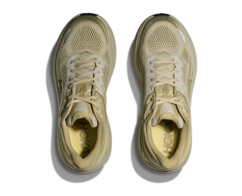 Hoka Bondi 9 Running Shoe in Grassland/Oyster Mushroom-4