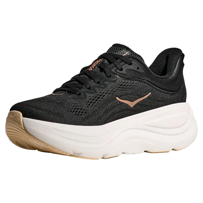 Hoka Women's Bondi 9 Running Shoe in Black/Rose Gold-2