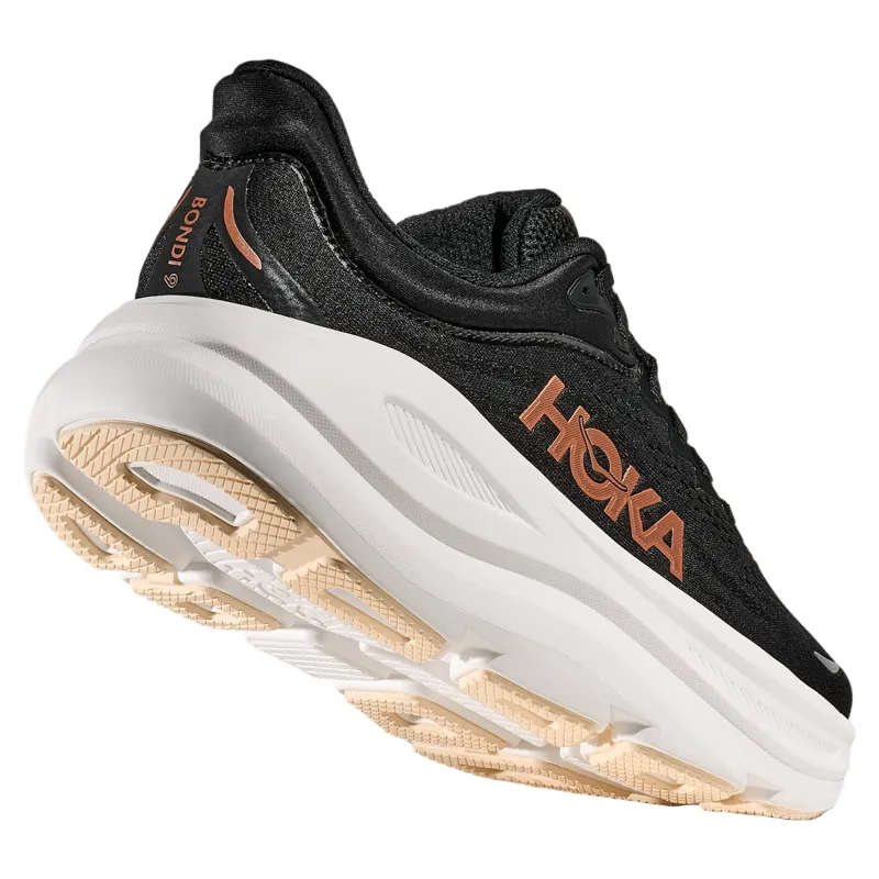 Hoka Women's Bondi 9 Running Shoe in Black/Rose Gold-3
