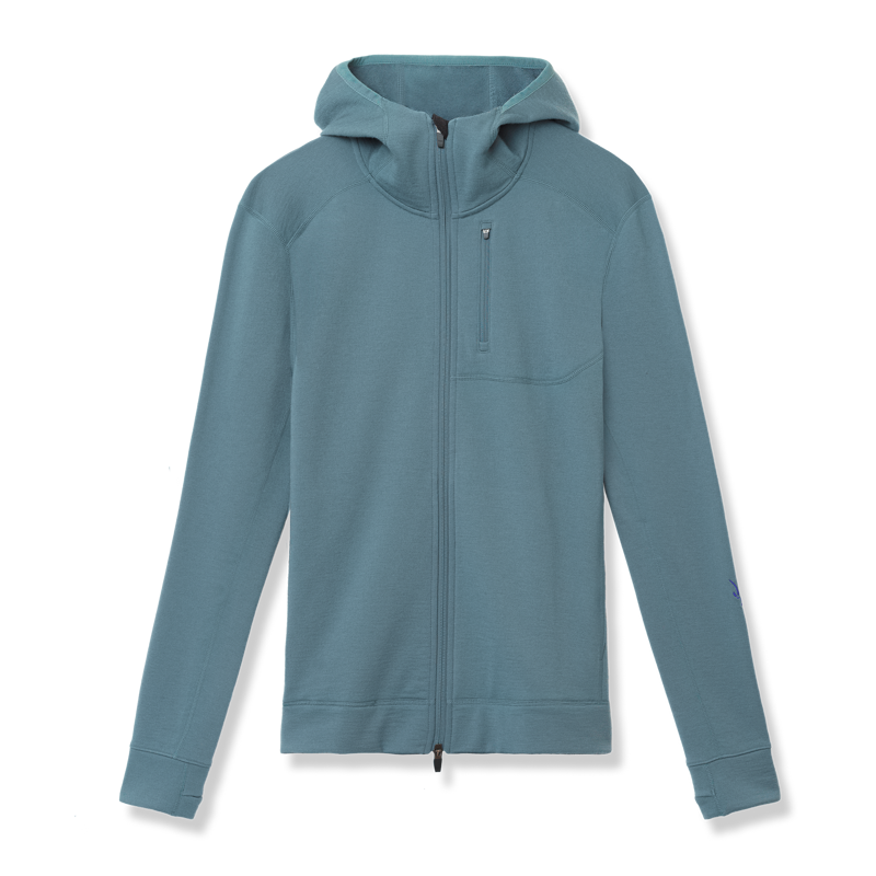 Ibex Women's Mammoth Full Zip Hoodie in Tidal Fog