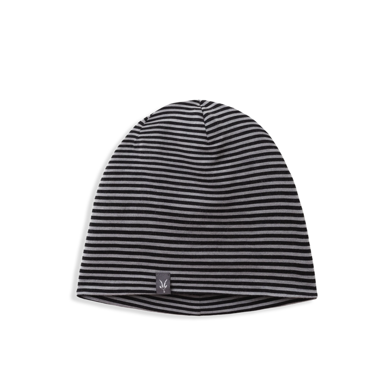 Ibex Woolies Pro Tech Beanie in Black Grey Stripe