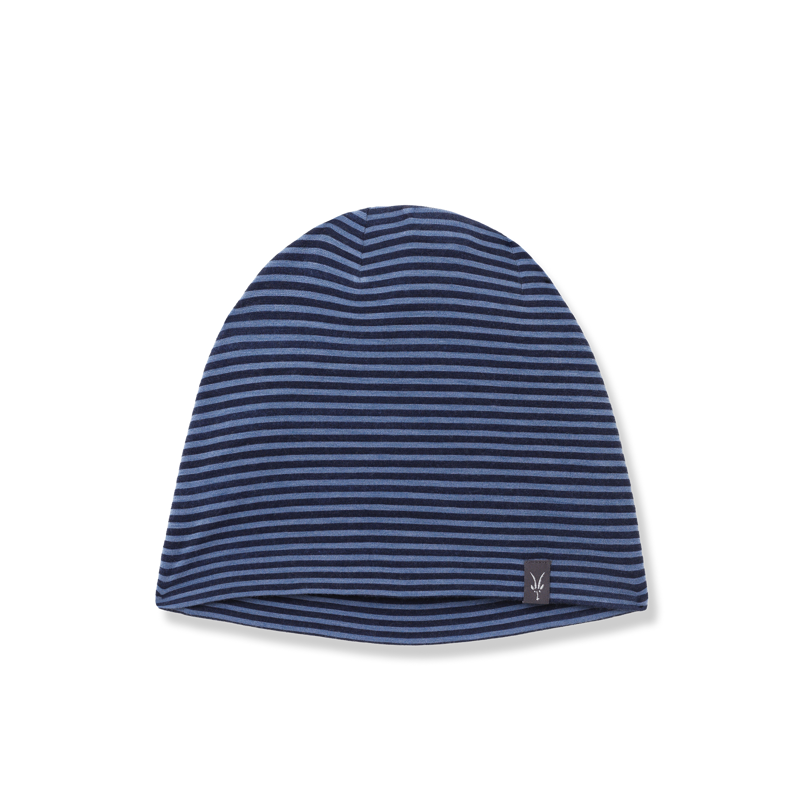 Ibex Woolies Pro Tech Beanie in Deep Navy Blue Jean Stripe