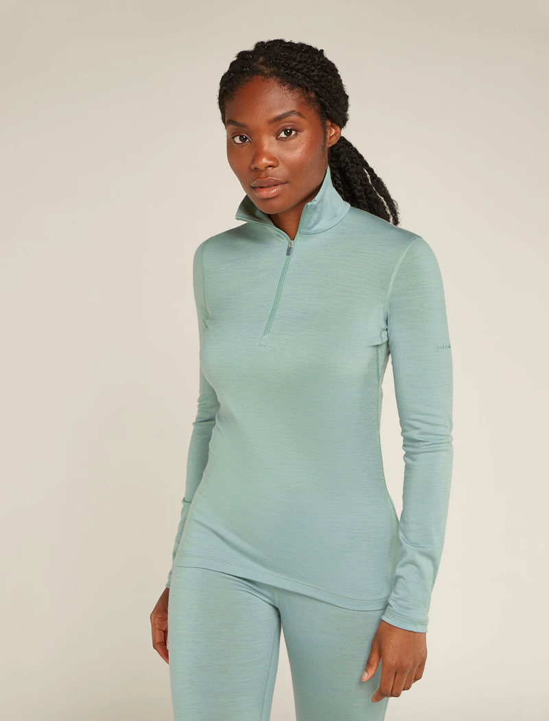 Icebreaker Women's Merino 200 Oasis Long Sleeve Half Zip Top in Moss