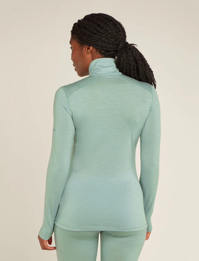 Icebreaker Women's Merino 200 Oasis Long Sleeve Half Zip Top in Moss-1