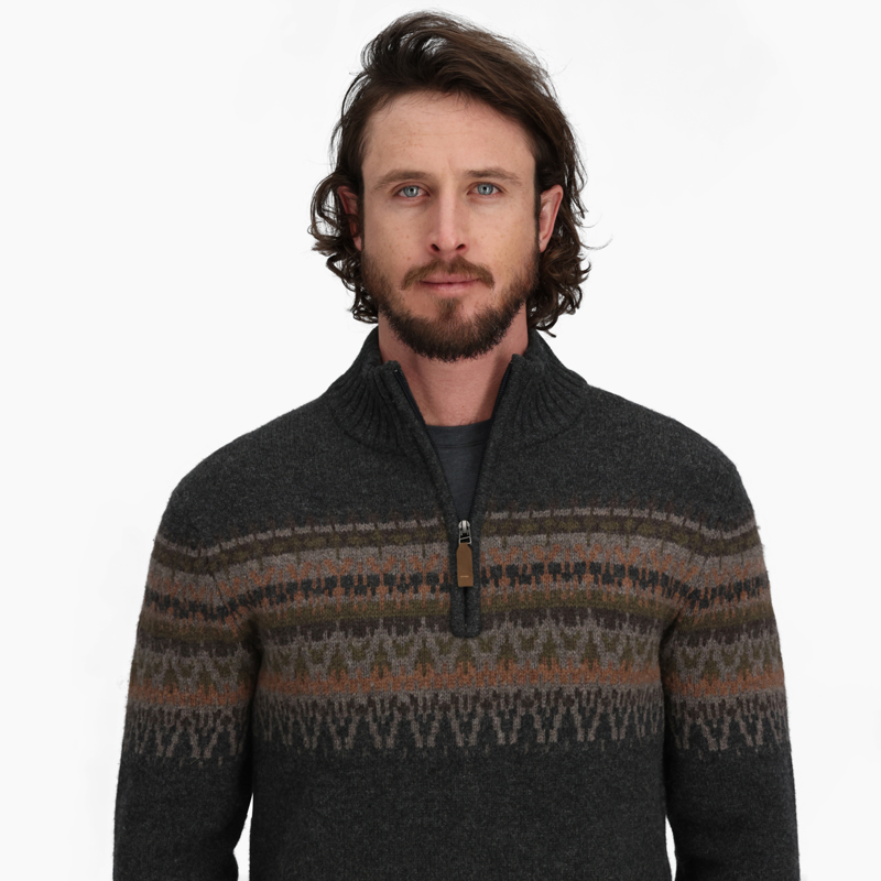 Royal Robbins Arch Rock 1/4 Zip in Charcoal Heather/Kirkwood Print-2