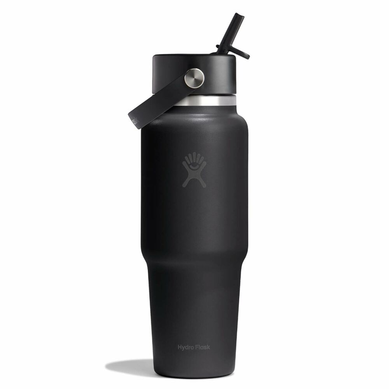 Hydro Flask 32 oz Travel Bottle with Flex Straw Cap in Tonal Black