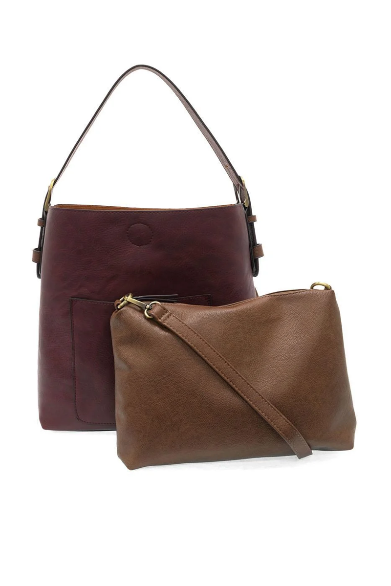 Joy Accessories Classic Hobo Handbag with Insert in Blackberry-2