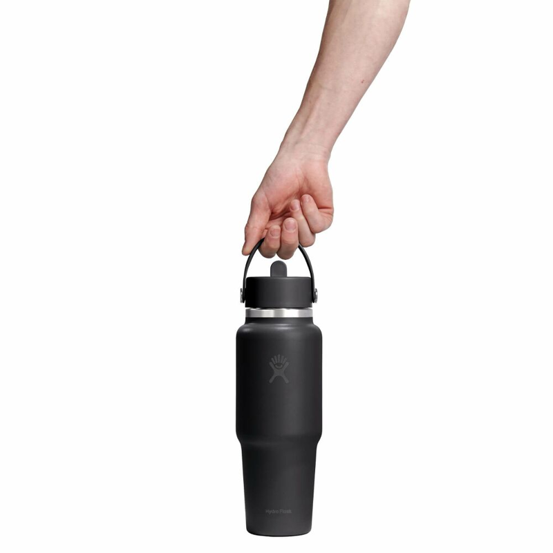 Hydro Flask 32 oz Travel Bottle with Flex Straw Cap in Tonal Black-2