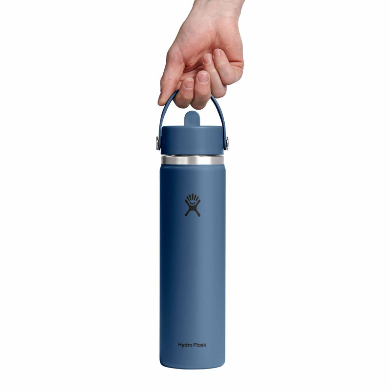 Hydro Flask 24 oz Wide Mouth with Flex Straw Cap in Harbor Blue-2