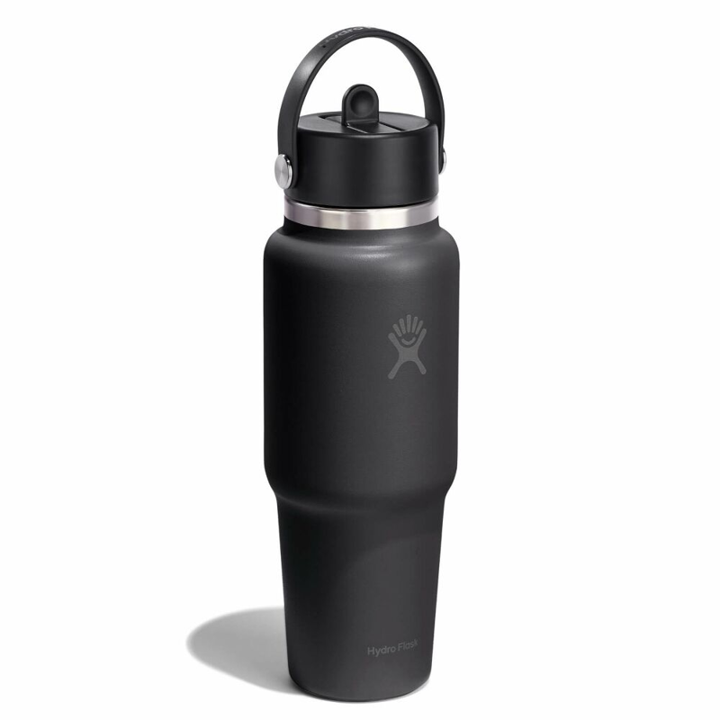 Hydro Flask 32 oz Travel Bottle with Flex Straw Cap in Tonal Black-1