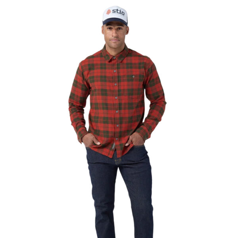 Stio Miter Stretch Lightweight Flannel Shirt in Redrock Check-1