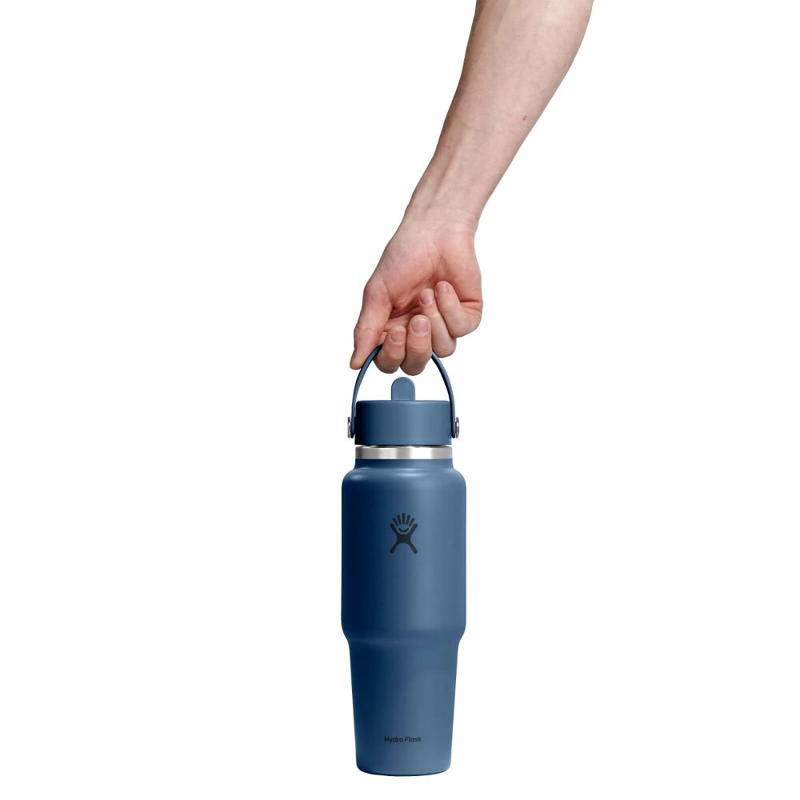 Hydro Flask 32 oz Travel Bottle with Flex Straw Cap in Harbor Blue-2